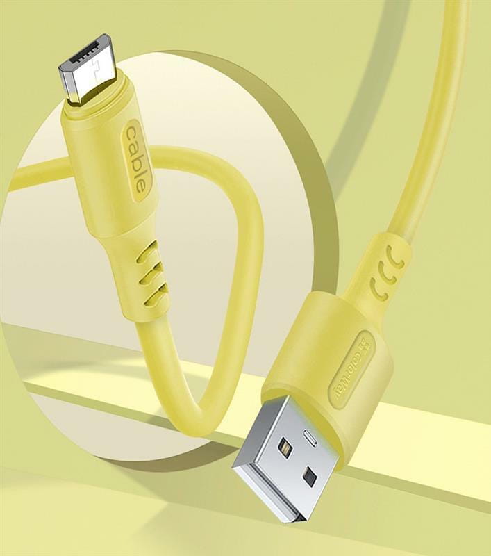 Кабель ColorWay USB - micro USB (M/M), soft silicone, 2.4 А, 1 м, Yellow (CW-CBUM043-Y)