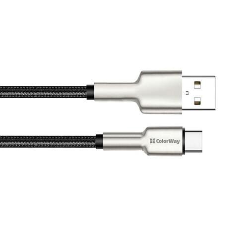 Фото - Кабель ColorWay   USB - USB Type-C , metal head, 2.4 А, 1 м, Black (CW (M/M)