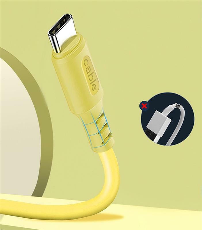 Кабель ColorWay USB - USB Type-C (M/M), soft silicone, 2.4 А, 1 м, Yellow (CW-CBUC043-Y)