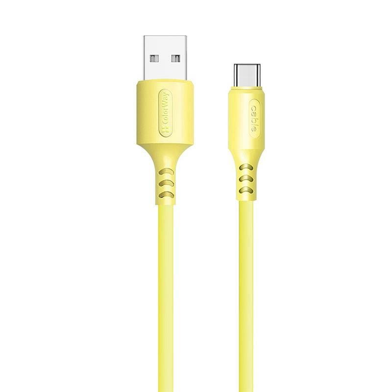 Кабель ColorWay USB - USB Type-C (M/M), soft silicone, 2.4 А, 1 м, Yellow (CW-CBUC043-Y)