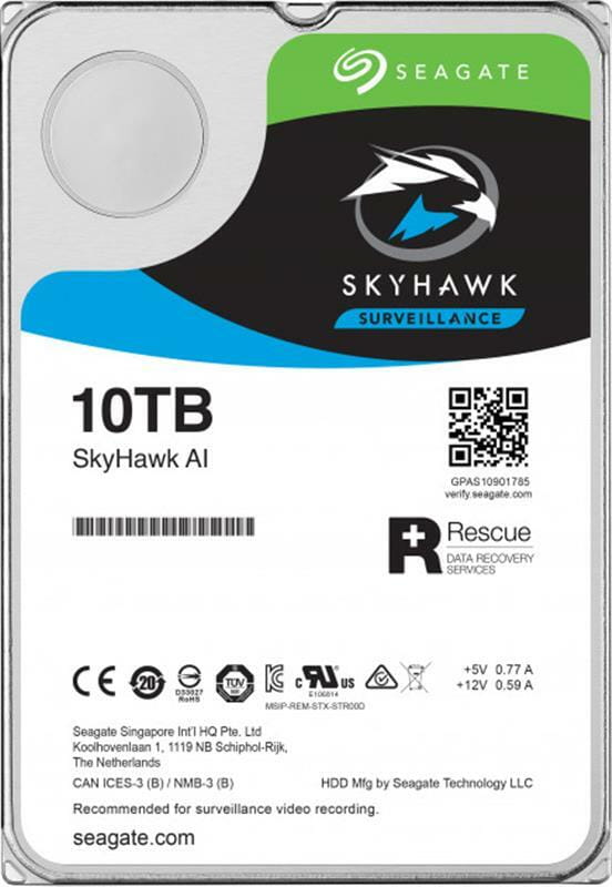 Накопитель HDD SATA 10.0TB Seagate SkyHawk Al Surveillance 7200rpm 256MB (ST10000VE0008)
