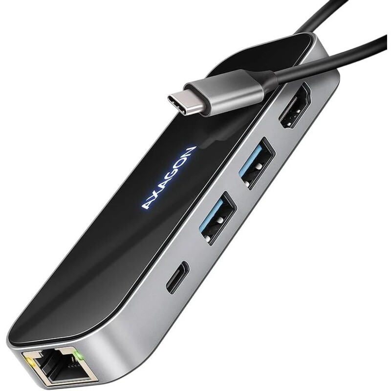 USB-хаб USB Type-C Axagon Black/Gray (HMC-6GLN)
