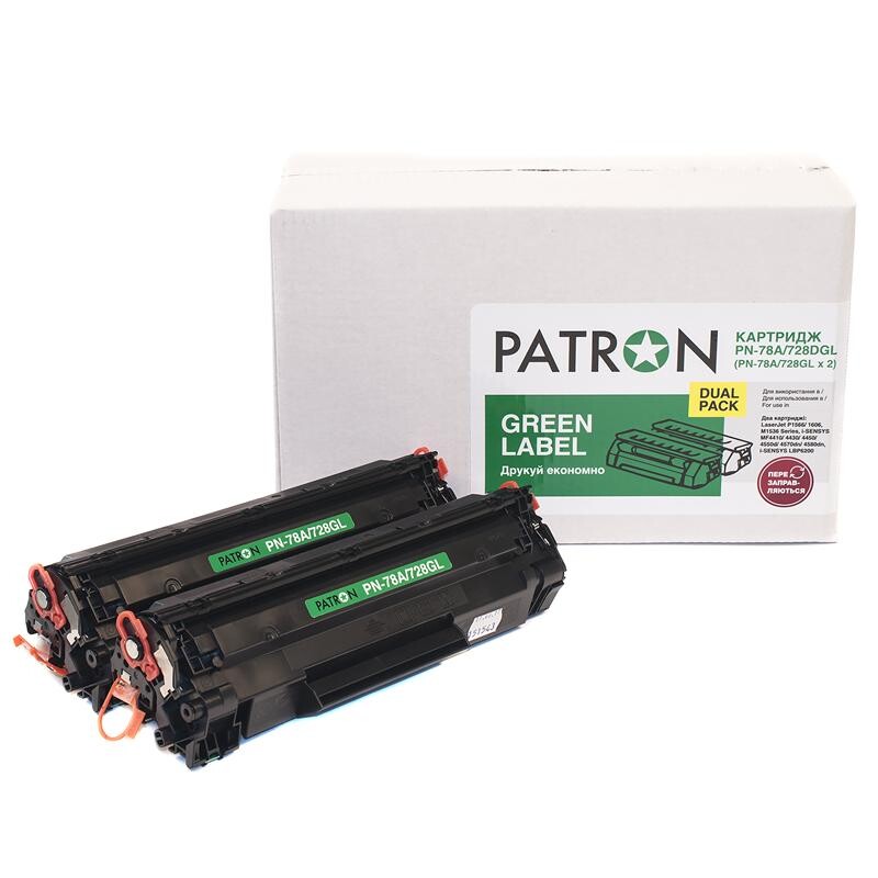 Картридж Patron (PN-78A/728DGL) HP LJ P1566/1606/Canon MF45xx/ MF44xx Black (CE278A/Canon 728) Green Label Dual Pack