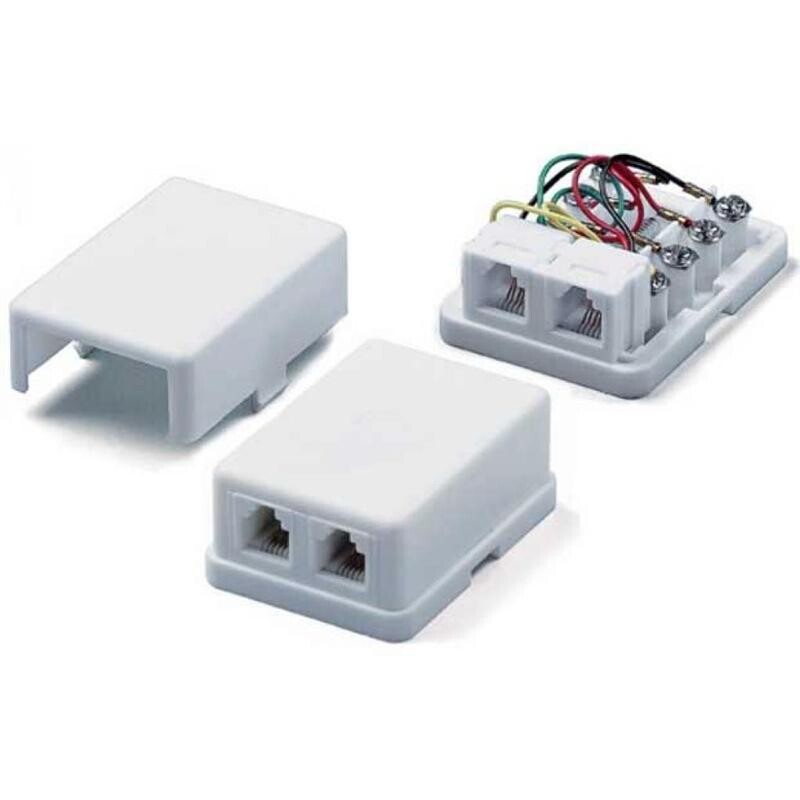 Розетка EServer (WT-6010) телефонна 2 порта RJ-12, біла