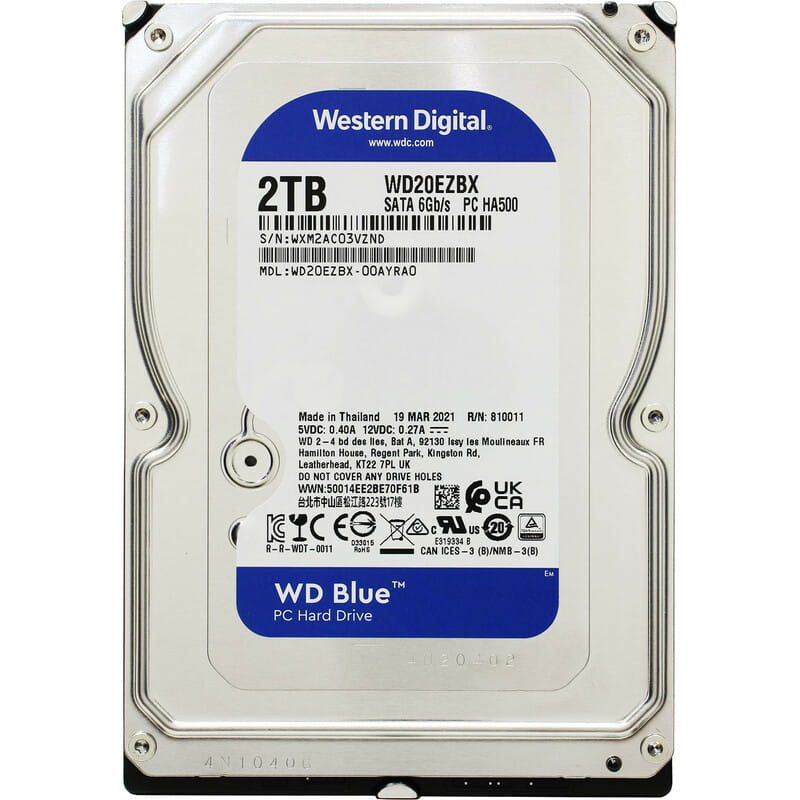 Накопитель HDD SATA 2.0TB WD Blue 7200rpm 256MB (WD20EZBX)