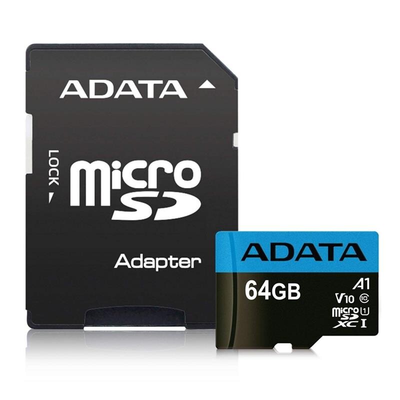 Карта пам`ятi MicroSDXC 64GB UHS-I Class 10 A-Data Premier + SD adapter (AUSDX64GUICL10A1-RA1)