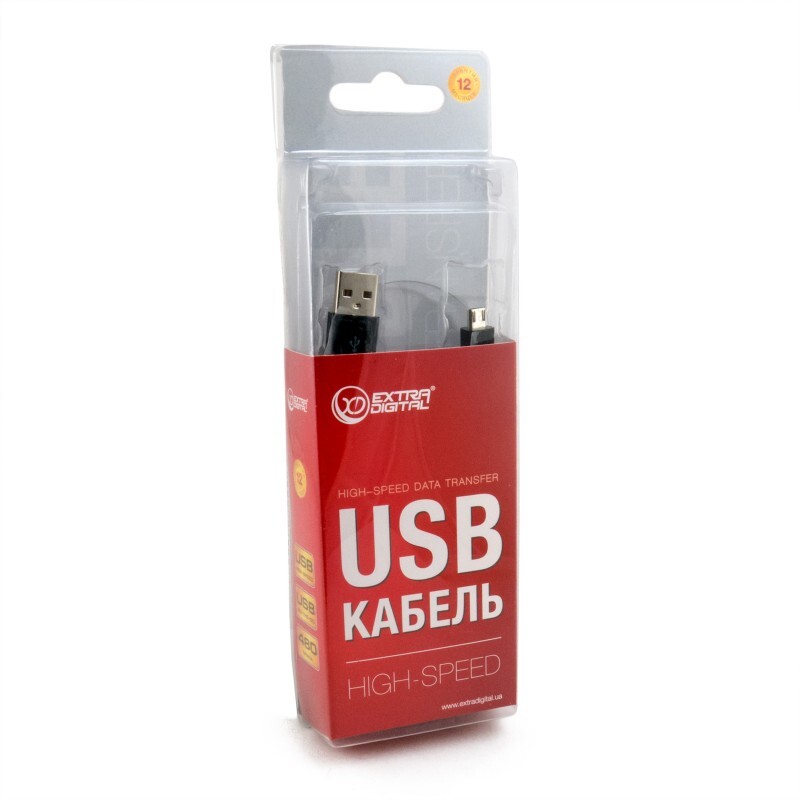 Кабель Extradigital (KBU1624) USB 2.0 AM - Micro USB, 0.5м, черный