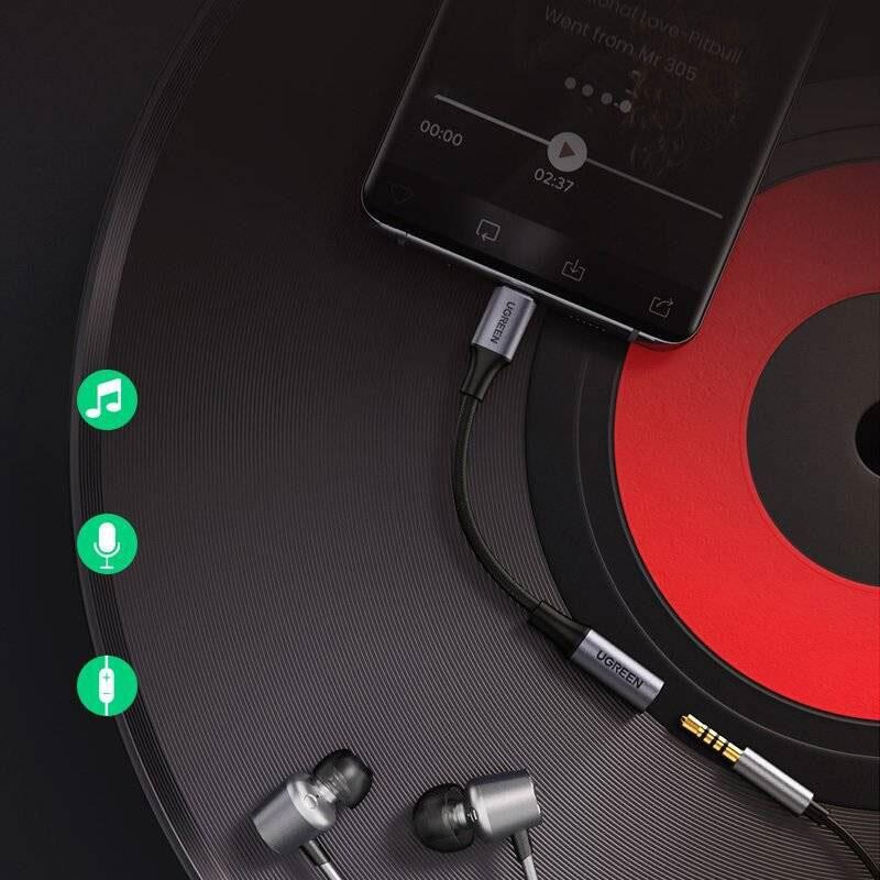 Адаптер Ugreen AV161 USB Type-C - 3.5 мм (M/F), Gray (80154)