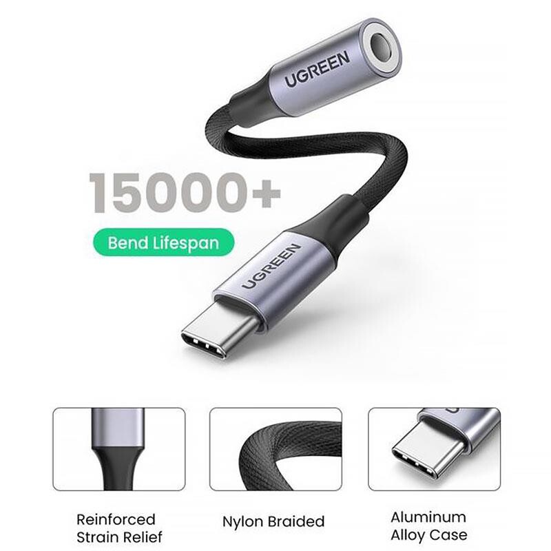 Адаптер Ugreen AV161 USB Type-C - 3.5 мм (M/F), Gray (80154)