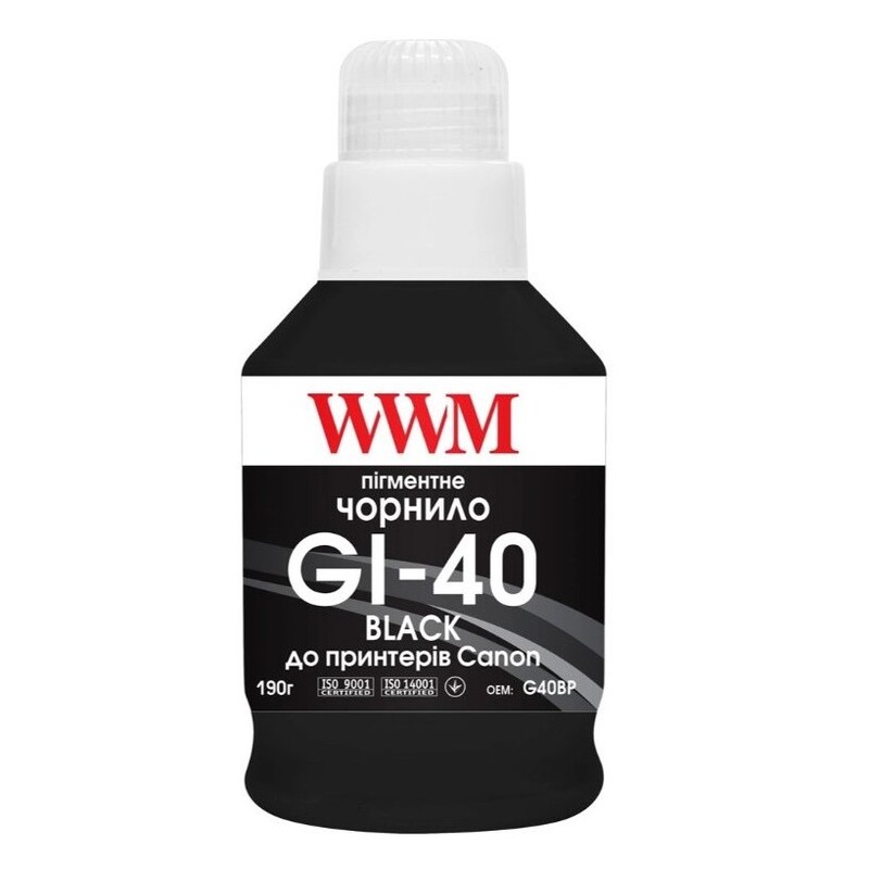 Чернила WWM GI-40 для Canon Pixma G5040/G6040 190г Black пигментное (G40BP)