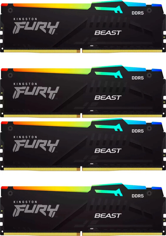Модуль памяти DDR5 128GB/5600 Kingston Fury Beast RGB Black (KF556C40BBAK4-128)
