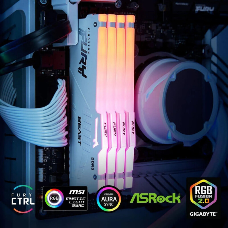 Модуль памяти DDR5 64GB/6000 Kingston Fury Beast RGB White (KF560C30BWEAK2-64)