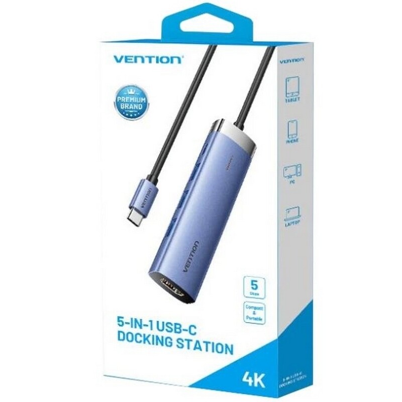 USB-хаб Vention 5 в 1 USB 3.1 Type-C - HDMI, 3xUSB 3.0 (TGESB)