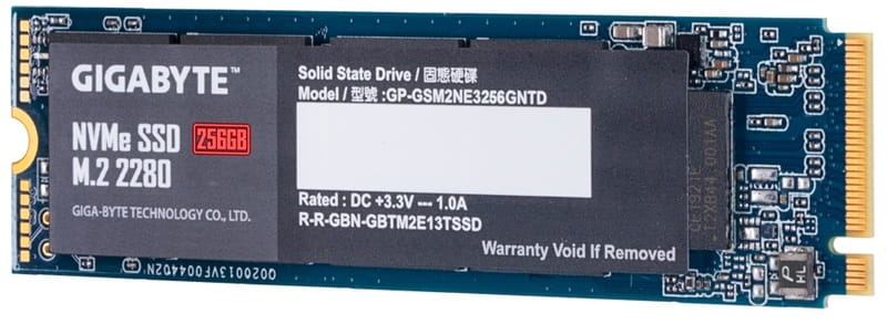 Накопитель SSD  256GB Gigabyte M.2 PCIe NVMe 3.0 x4 NAND TLC (GP-GSM2NE3256GNTD)