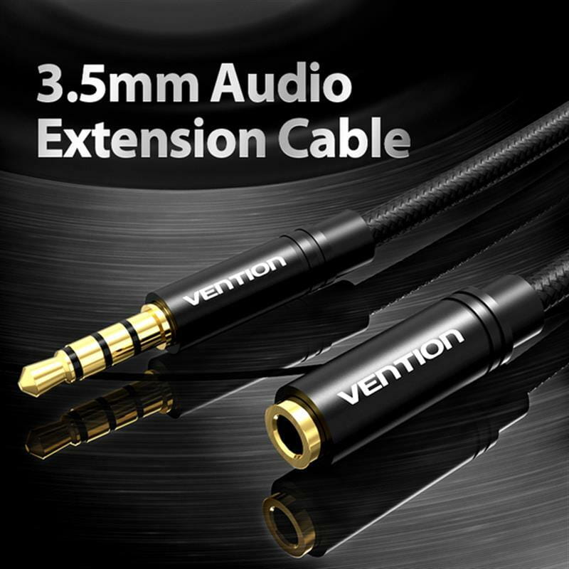 Кабель Vention Audio 3.5 мм - 3.5 мм,  M/F, 1 м, черный (BHBBF)