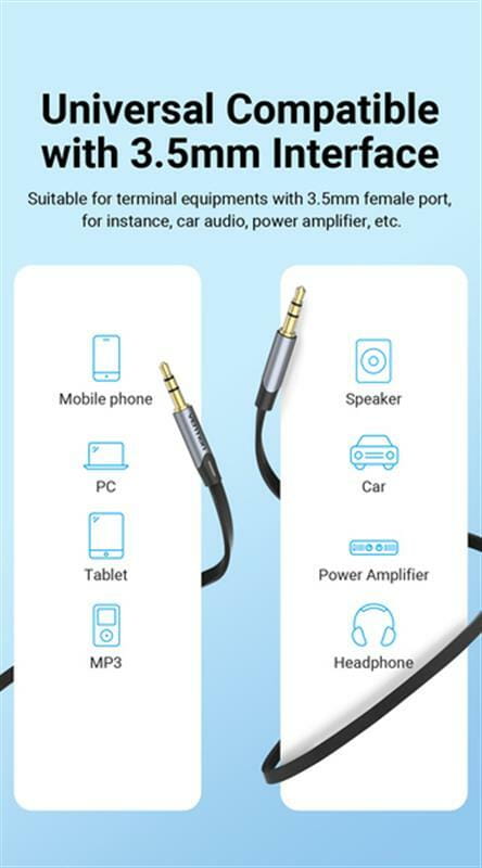 Кабель Vention Audio 3.5 мм - 3.5 мм (M/M), 1 м, Metal Type, черный/серебристый (BAPHF)