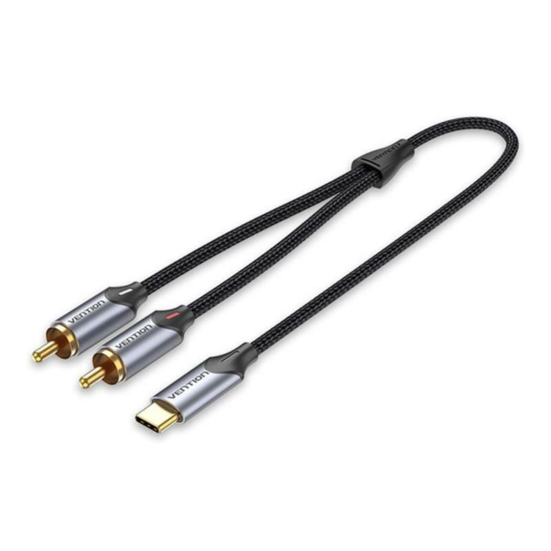Кабель Vention 2хRCA - USB Type-C (M/M), 1.5 м, Black (BGUHG)