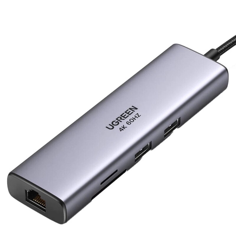 USB-хаб Ugreen CM512 USB 3.1 Type-C - 2xUSB 3.0, RJ-45, HDMI, SD, TF, PD (90568)