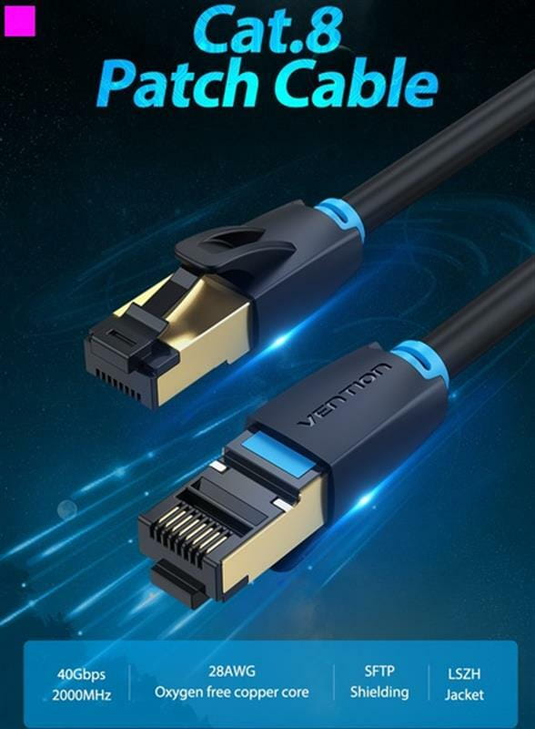 Патч-корд Vention CAT 8 SFTP Ethernet, 1.5 m, Black (IKABG)