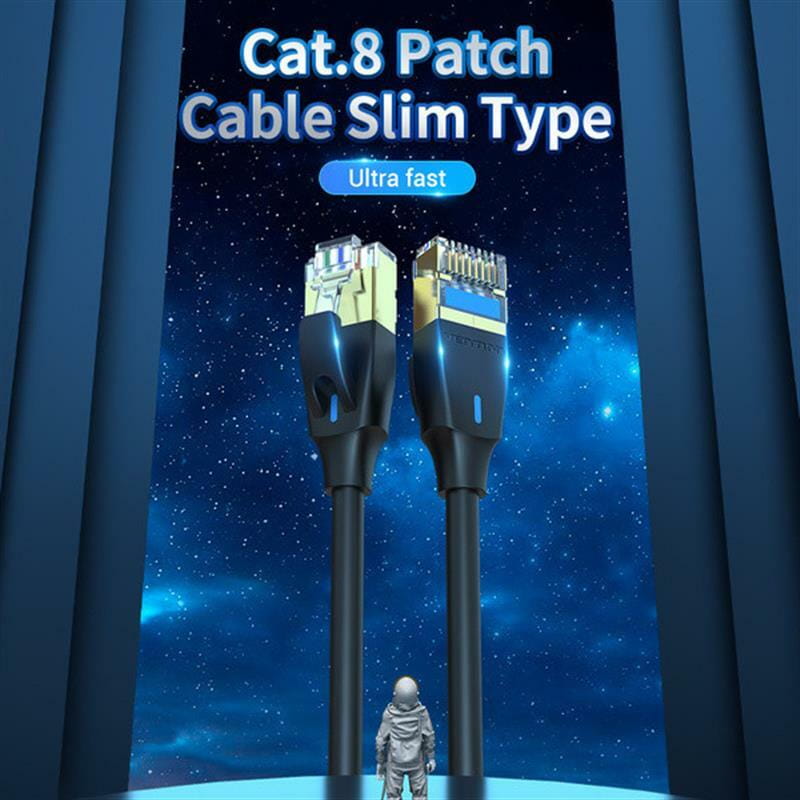 Патч-корд Vention CAT 8 SFTP Ethernet Slim Type, 2 m, Black (IKIBH)