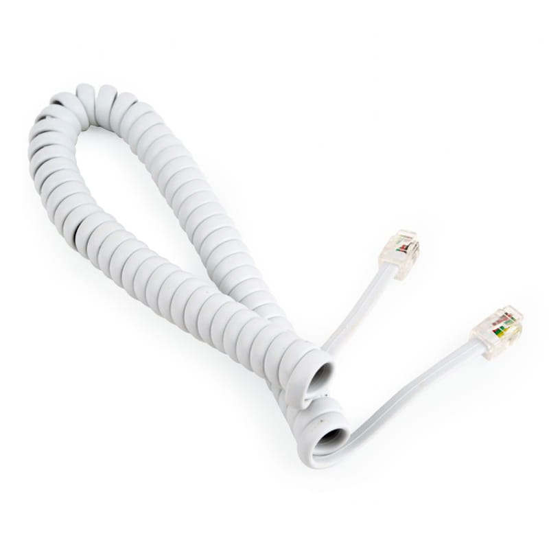 Кабель телефонный Cablexpert (TC4P4CS-2M-W) спиральный, CCS, 4P4C, 2м, белый