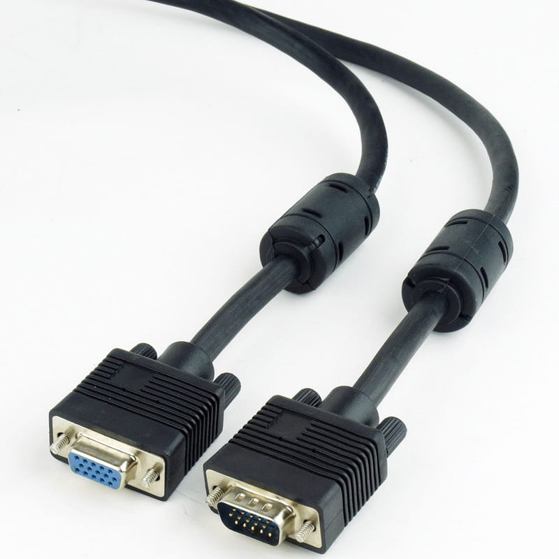 Кабель удлинитель Cablexpert VGA -VGA (M/F), HD15 с 2-мя фер. кольцами, 1.8 м, черный (CC-PPVGAX-6B)
