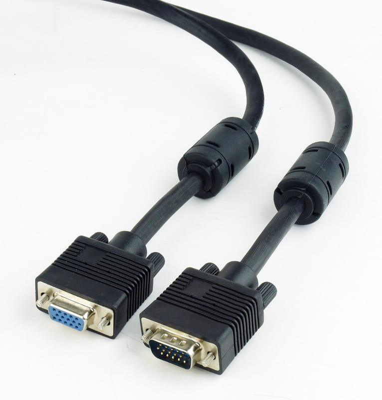 Кабель удлинитель Cablexpert VGA -VGA (M/F), HD15 с 2-мя фер. кольцами, 1.8 м, черный (CC-PPVGAX-6B)