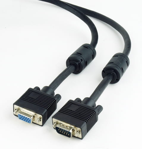 Фото - Кабель Cablexpert  подовжувач  VGA -VGA , HD15 з 2-ма фер. кільцями, 1. (M/F)