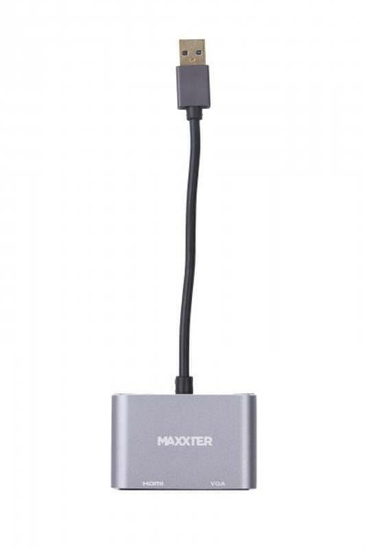 Адаптер-перехідник Maxxter USB - HDMI+VGA (M/F), Grey (V-AM-HDMI-VGA)