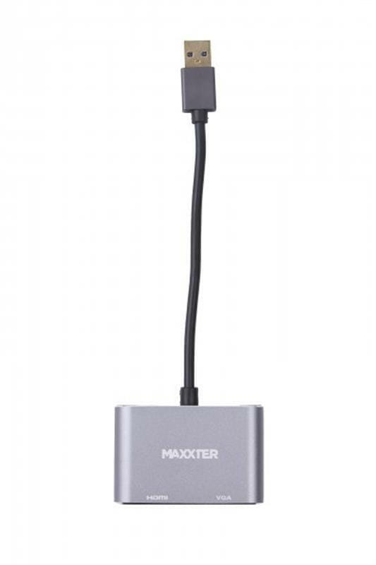 Адаптер-переходник Maxxter USB - HDMI+VGA (M/F), Grey (V-AM-HDMI-VGA)