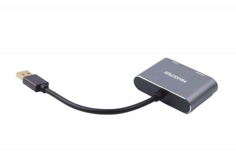 Адаптер-переходник Maxxter USB - HDMI+VGA (M/F), Grey (V-AM-HDMI-VGA)