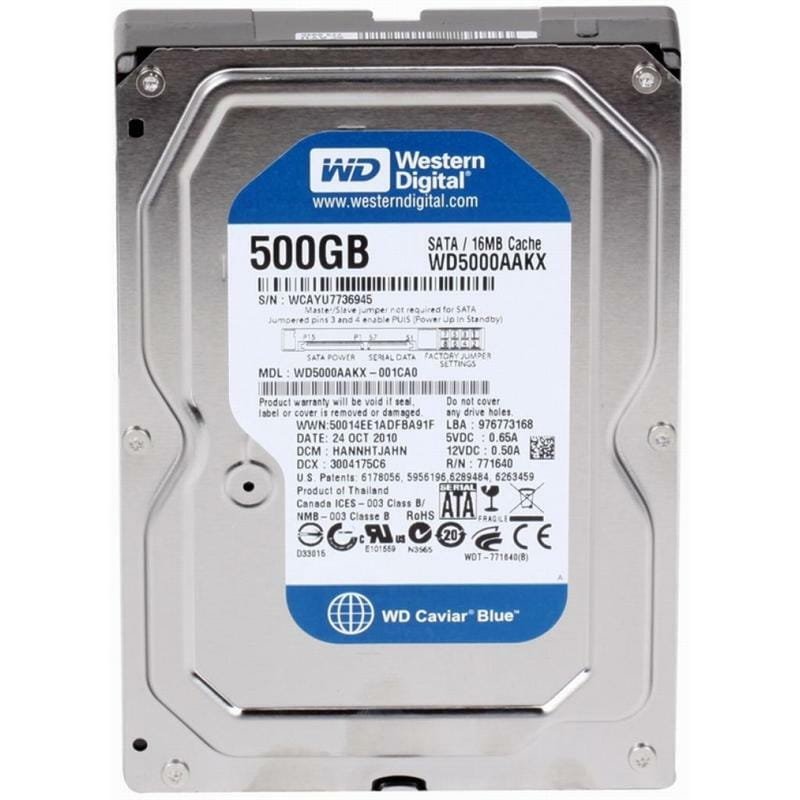 Накопитель HDD SATA  500GB WD Blue 7200rpm 16MB (WD5000AAKX) Refurbished