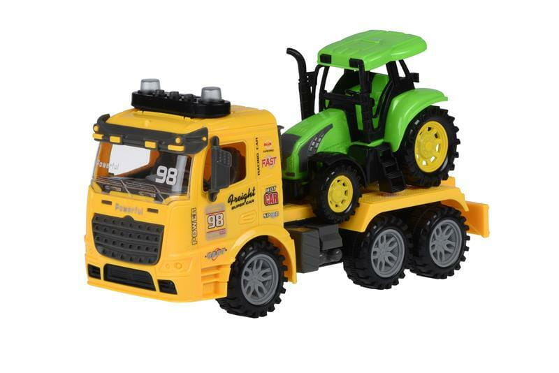 Машинка Same Toy Truck Тягач жовтий з трактором зі світлом і звуком (98-615AUt-1)