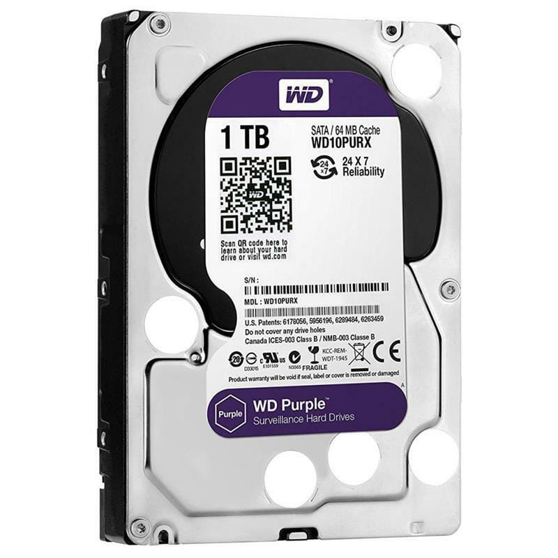 Накопитель HDD SATA 1.0TB WD Purple 5400rpm 64MB (WD10PURZ)