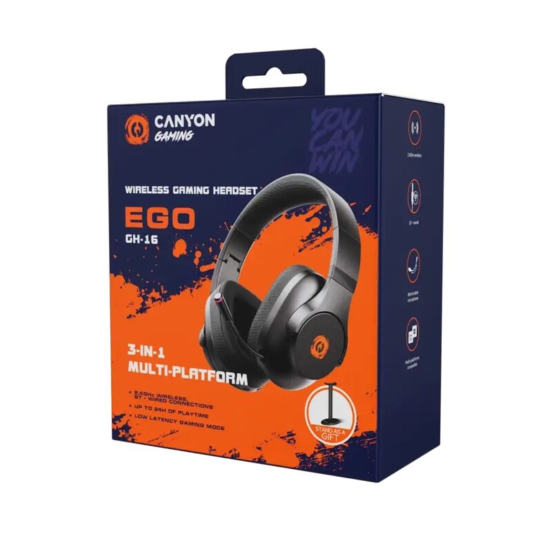 Гарнитура Canyon Ego GH-16 Black (CND-SGHS16B)