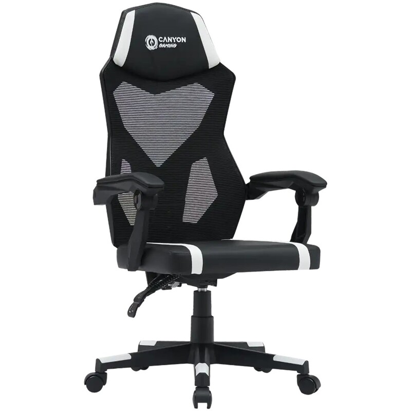 Крісло для геймерів Canyon Flow MCH01 Mesh Black/White (CNE-MCH01W)