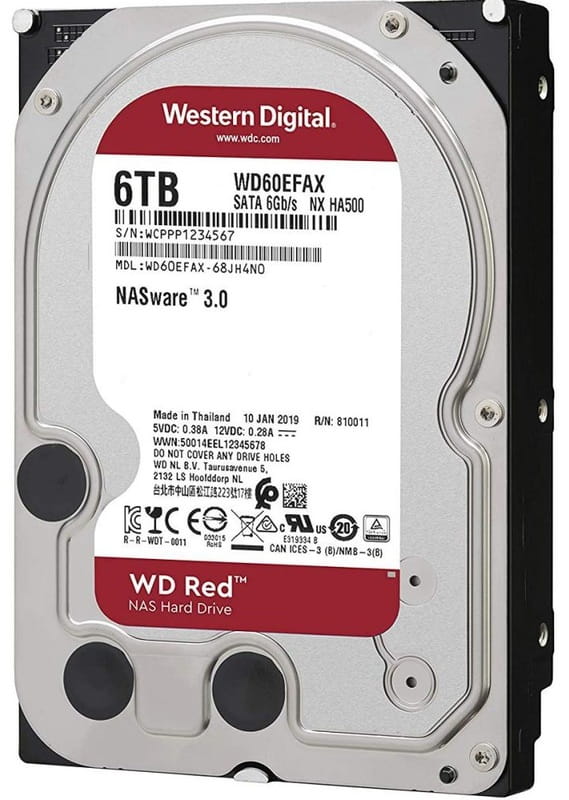 Накопичувач HDD SATA 6.0TB WD Red NAS 5400rpm 256MB (WD60EFAX)