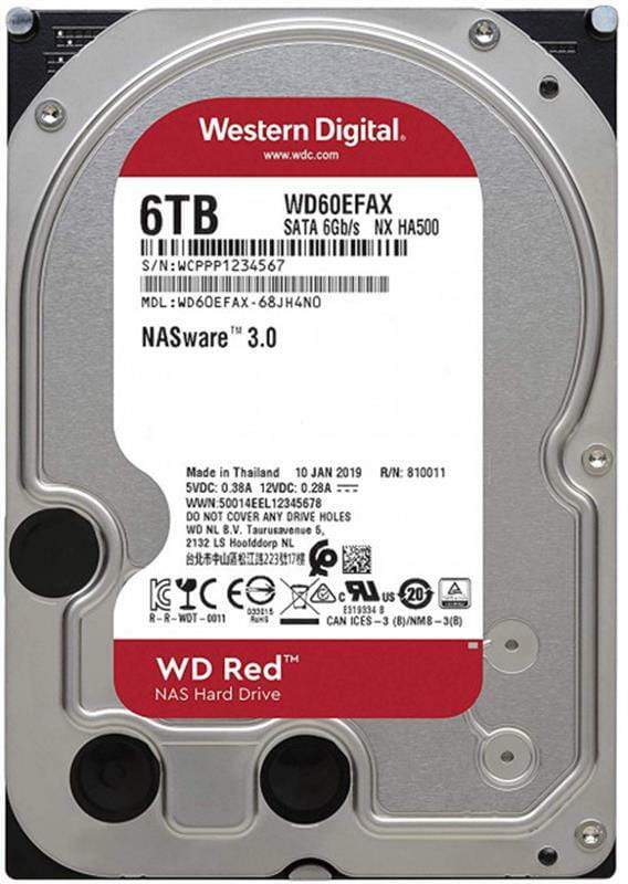 Накопитель HDD SATA 6.0TB WD Red NAS 5400rpm 256MB (WD60EFAX)