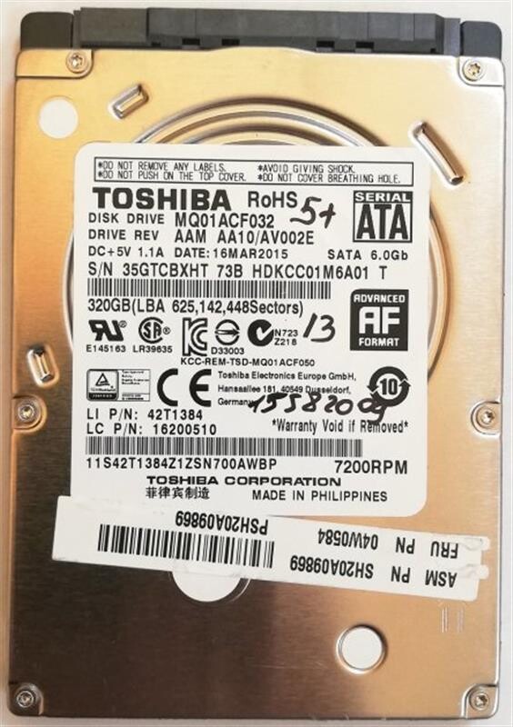 Накопичувач HDD 2.5" SATA  320GB Toshiba 7200rpm (MQ01ACF032)