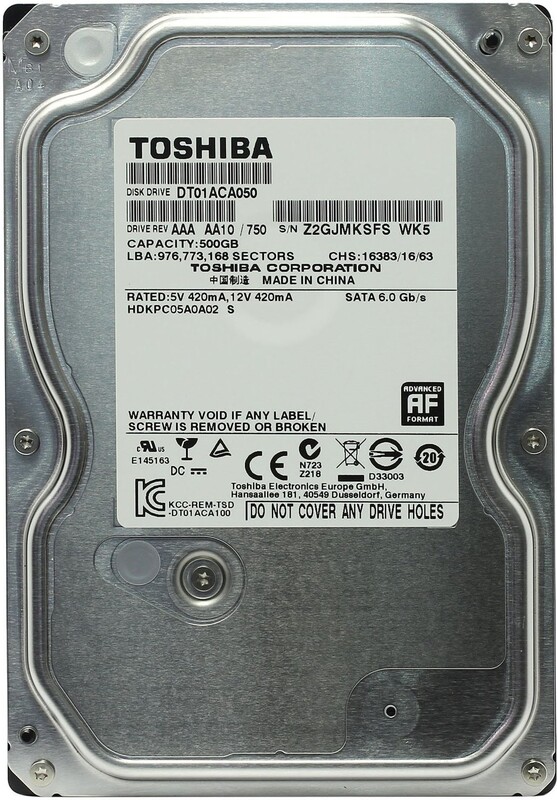 Накопитель HDD SATA 500GB Toshiba 7200rpm 32MB (DT01ACA050) Refurbished