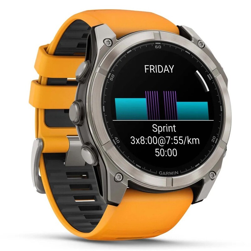 Смарт-часы Garmin Fenix 8 51mm AMOLED Sapphire Titanium with Spark Orange/Graphite Silicone Band (010-02905-11)