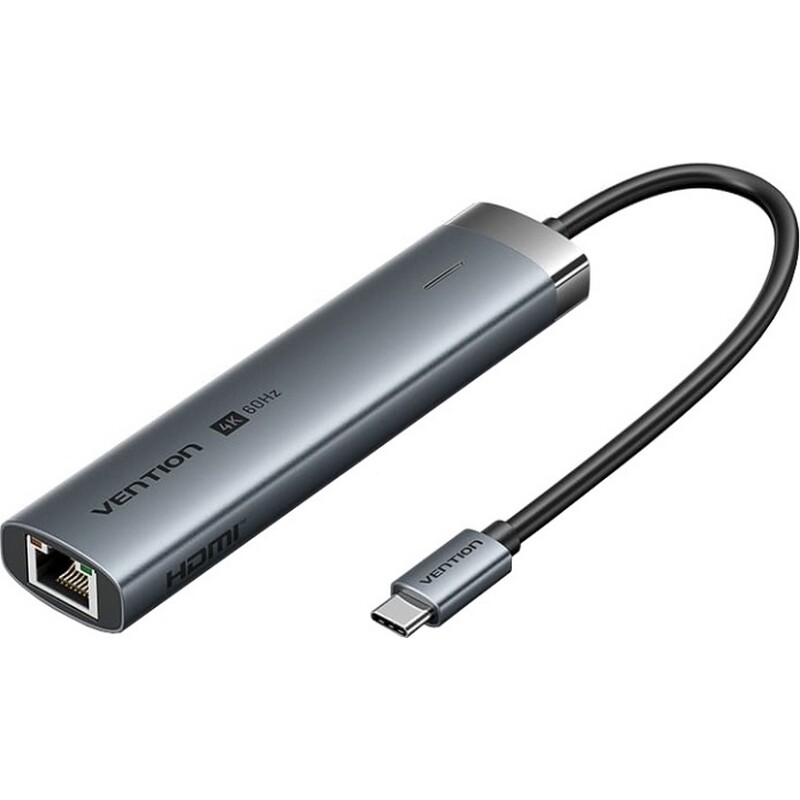 USB-хаб Vention 6 в 1 USB 3.2 Type-C - HDMI, 2xUSB 3.0, RJ-45, PD (TGNHB)