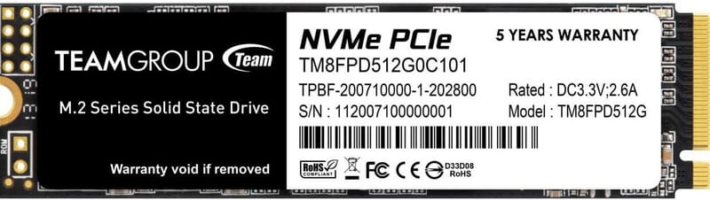 Накопитель SSD  512GB Team MP33 Pro M.2 2280 PCIe 3.0 x4 3D TLC (TM8FPD512G0C101)