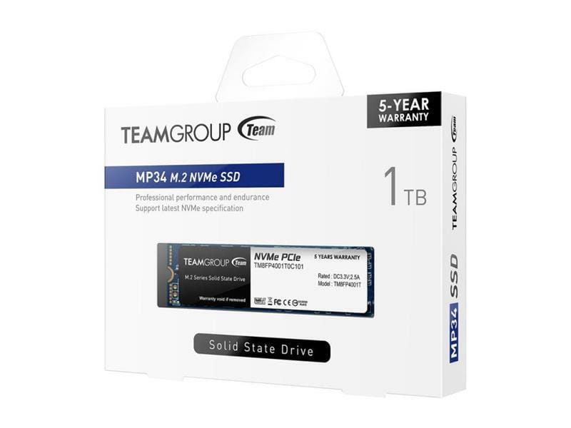 Накопитель SSD 1TB Team MP34 M.2 2280 PCIe 3.0 x4 3D TLC (TM8FP4001T0C101)