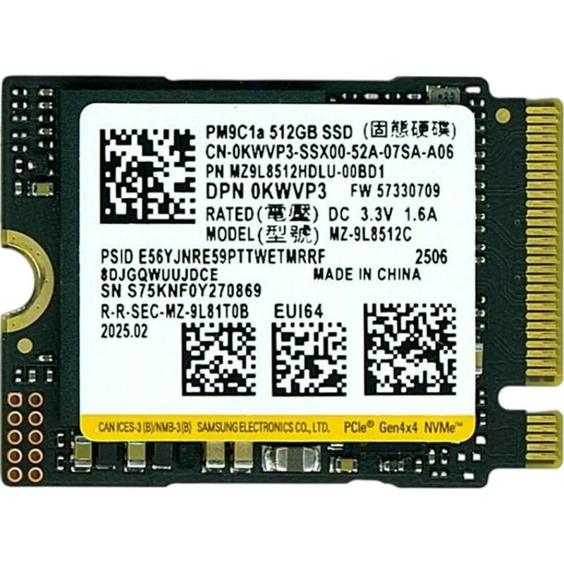 Накопичувач SSD 512GB Samsung PM9C1a M.2 2230 PCIe 4.0 x4 3D NAND TLC (MZ9L8512HDLU-00BD1)