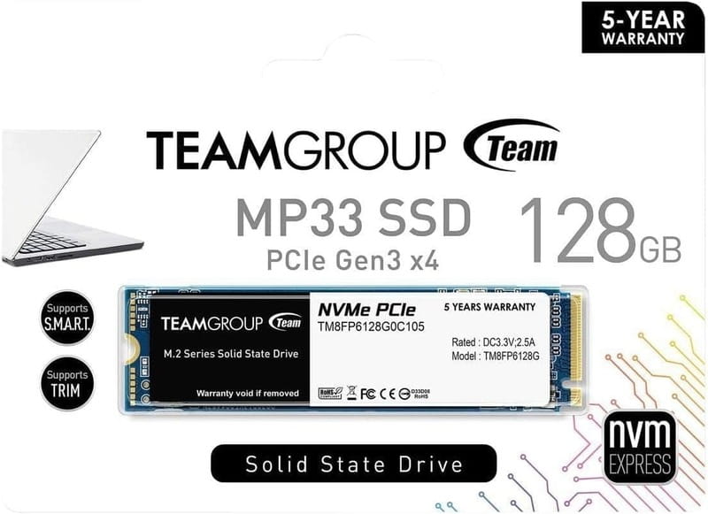 Накопичувач SSD  128GB Team MP33 M.2 2280 PCIe 3.0 x4 3D TLC (TM8FP6128G0C101)