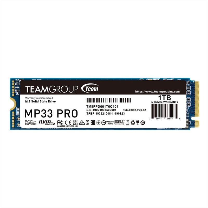 Накопитель SSD 1TB Team MP33 Pro M.2 2280 PCIe 3.0 x4 3D TLC (TM8FPD001T0C101)