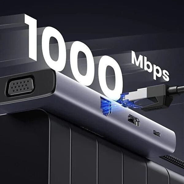 USB-хаб Ugreen CM498 USB Type-C - 3xUSB 3.0, HDMI, VGA, RJ45, PD, SD, TF (15600)