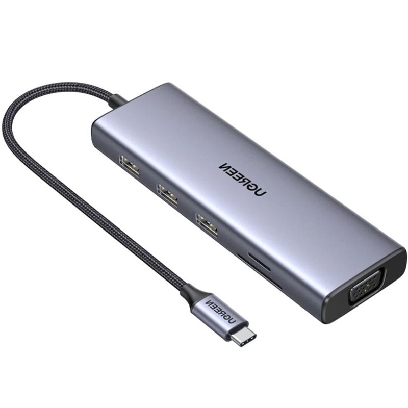 USB-хаб Ugreen CM498 USB Type-C - 3xUSB 3.0, HDMI, VGA, RJ45, PD, SD, TF (15600)