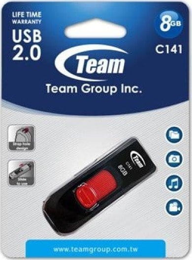 Флеш-накопитель USB  8GB Team C141 Red (TC1418GR01)